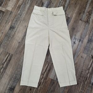 Vintage Julian Paris NY High Waisted Khaki Pants Pleated Tapered 80s